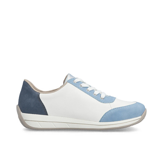 Rieker N1112-10 White Blue Wide Fit Sneaker | newshoes.ie