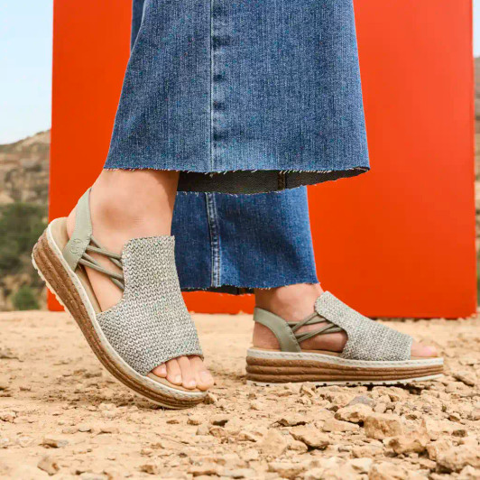 Rieker 62741-52 Khaki Woven Sandal  | newshoes.ie