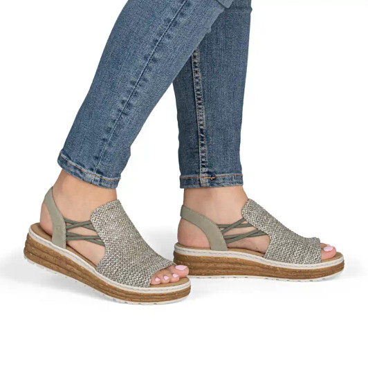 Rieker 62741-52 Khaki Woven Sandal  | newshoes.ie