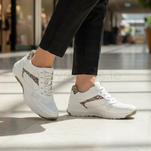 Gabor Rolling Soft 86.978.25 White & Leopard Sneaker | newshoes.ie