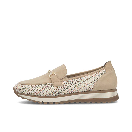 Rieker 49042-62 Beige Weave Wide Fit Loafer | newshoes.ie