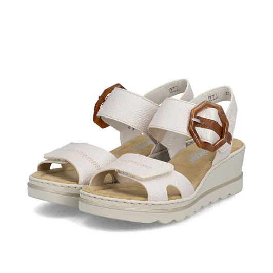 Rieker 67476-91 Nude Metallic Wedge Sandal | newshoes.ie