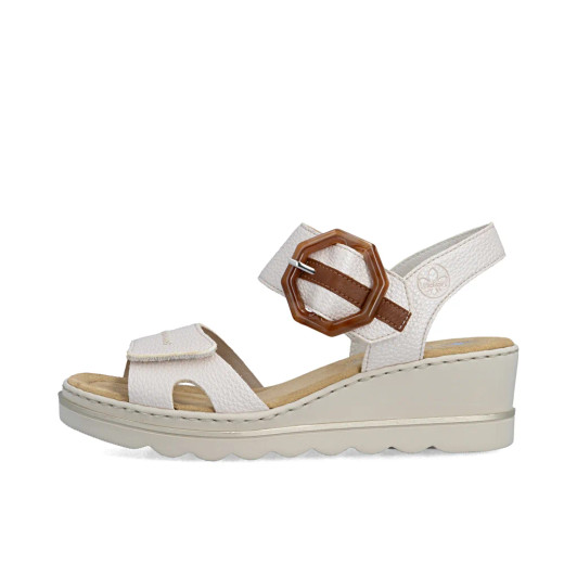 Rieker 67476-91 Nude Metallic Wedge Sandal | newshoes.ie