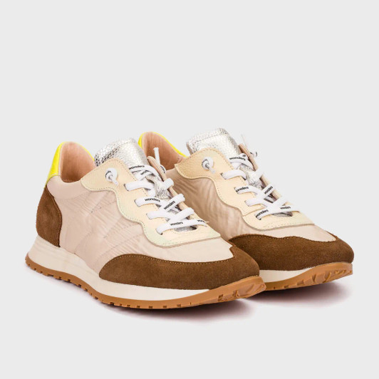 Wonders Towanda 02 A-4802 Cognac & Taupe Retro Sneaker | newshoes.ie