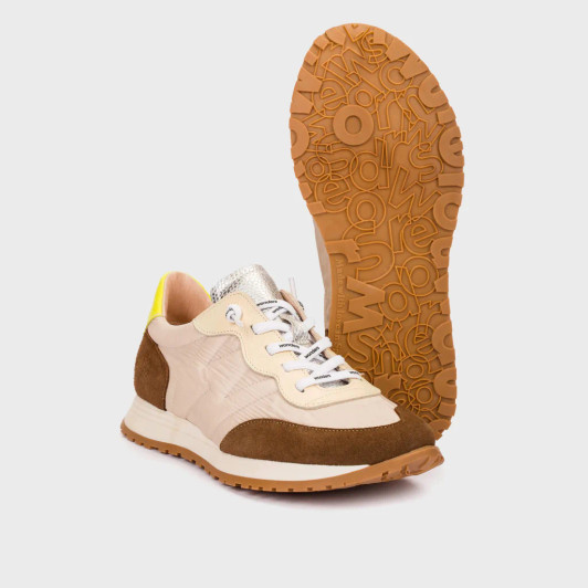 Wonders Towanda 02 A-4802 Cognac & Taupe Retro Sneaker | newshoes.ie