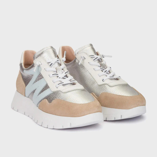Wonders Odisei 01 A-24101 Silver Combi Wedge Sneaker | newshoes.ie