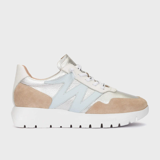 Wonders Odisei 01 A-24101 Silver Combi Wedge Sneaker | newshoes.ie