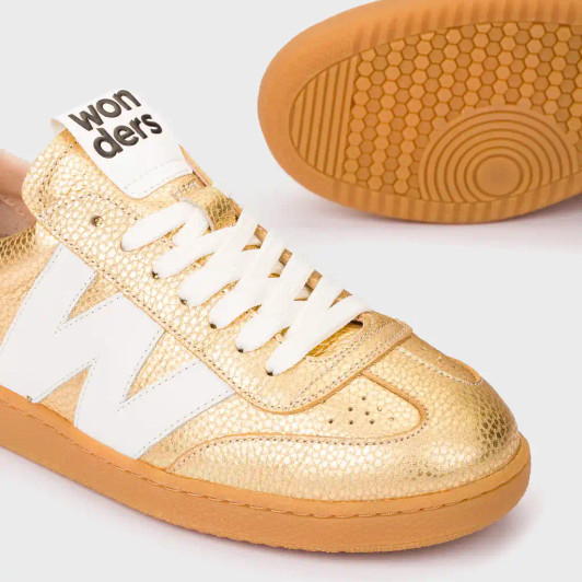 Wonders Nubia 01 AP-2001 Gold Metallic Low Sneaker | newshoes.ie