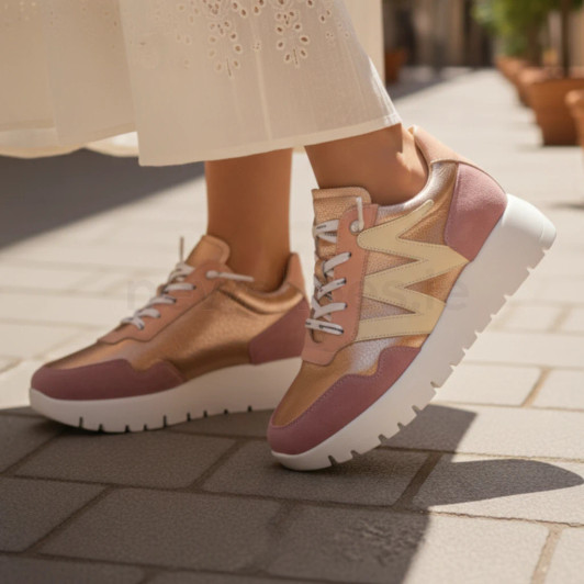 Wonders Odisei 01 A-24101 Blush Combi Wedge Sneaker | newshoes.ie