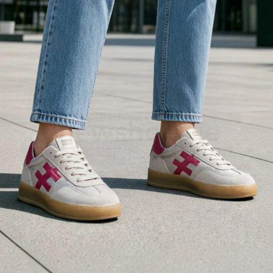 Another Trend A032C1E2 Beige Rose Metallic Sneaker | newshoes.ie