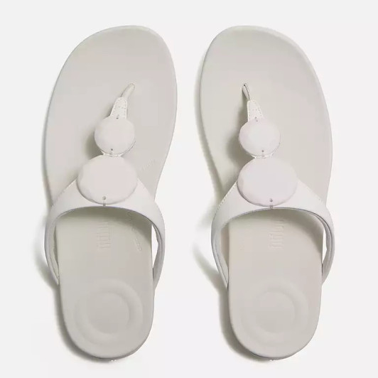 Fitflop Solay Glossy-Disc Cream Toe Post Sandals | newshoes.ie