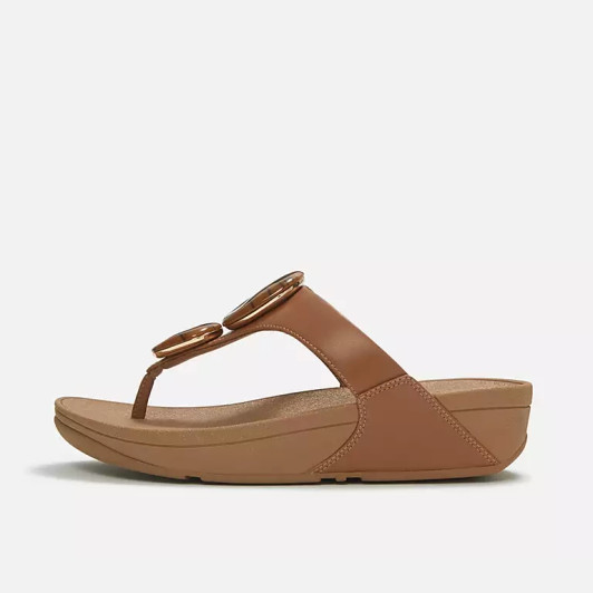 FitFlop Lulu Marbled-Stone A4T-C15 Tan Toe Post Sandals | newshoes.ie