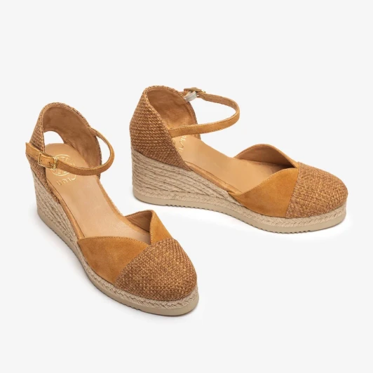 Unisa Cech 26 ECL_KS Tan Woven Wedge High Espadrille | newshoes.ie