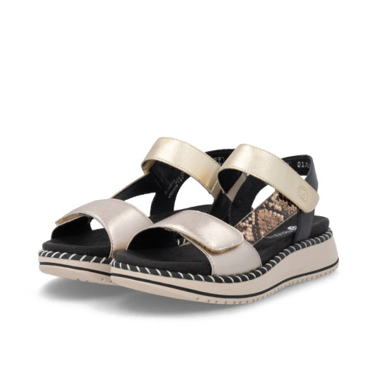 Remonte D3J50-90 Black Metallic Snake Wedge Sandal | newshoes.ie