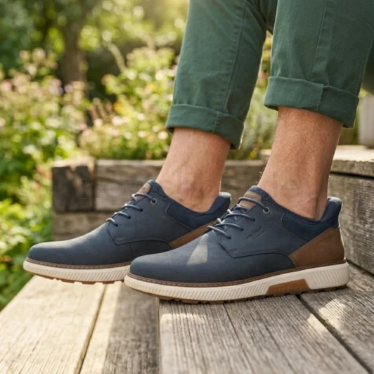 Rieker B3357-14 Navy Tan Wider Fit Sneaker | newshoes.ie