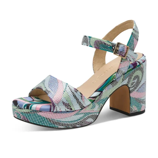 Marco Tozzi 2-28399-46 774 Green Diamante Platform Sandal