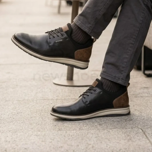 Rieker 14755-00 Black & Tan Smart Casual Shoe | newshoes.ie