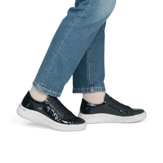 Remonte D3E07-14 Navy Patent Water-Repellent Wide Fit Casual Shoe | newshoes.ie