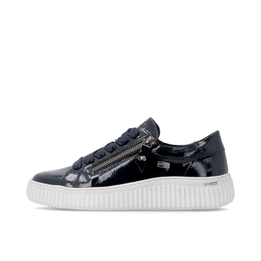 Remonte D3E07-14 Navy Patent Water-Repellent Wide Fit Casual Shoe | newshoes.ie