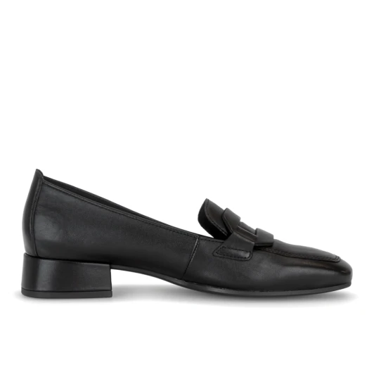 Gabor 4002.01.012 Black Leather Block Heel Loafer With Buckle | newshoes.ie
