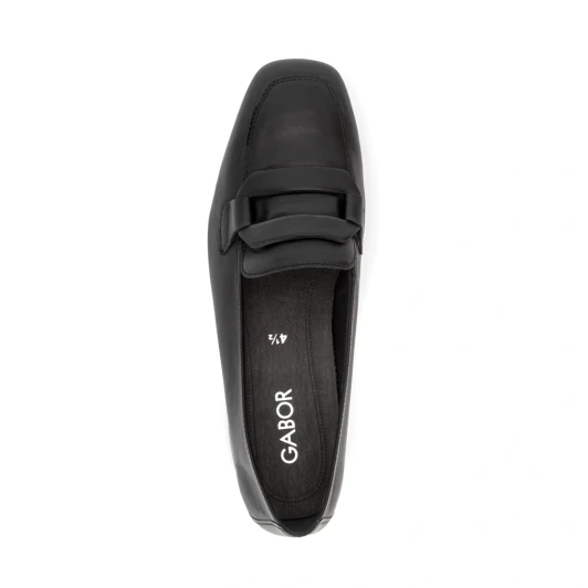 Gabor 4002.01.012 Black Leather Block Heel Loafer With Buckle | newshoes.ie