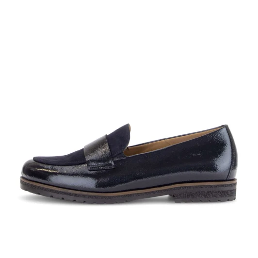 Gabor 4005.01.001 (G fit) Comfort Fit Navy Patent, Suede Leather Loafer | newshoes.ie