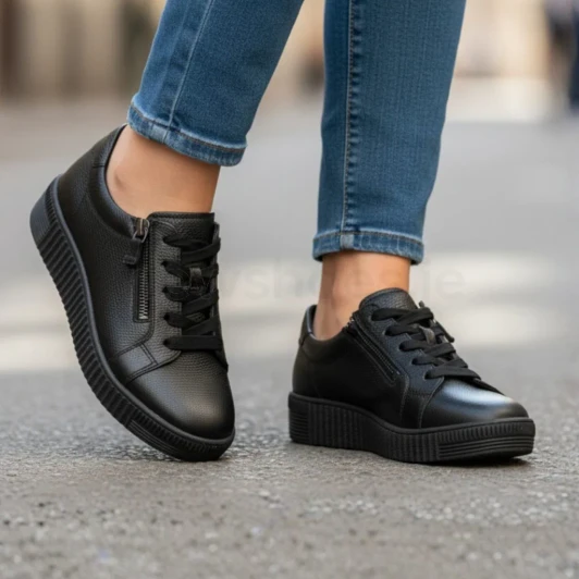 Gabor 6010.02.003 Black Leather Casual Shoe | newshoes.ie