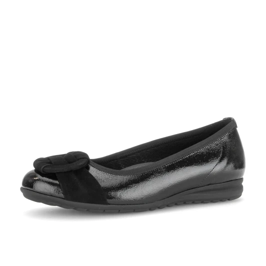 Gabor 3012.01.001 (G fit) Comfort Fit Black Patent Ballerina Pump | newshoes.ie