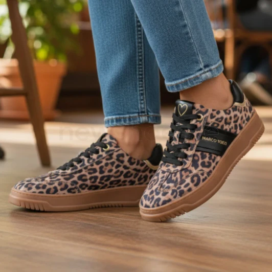 Marco Tozzi 23772-46 005 Black Leopard Sneaker | newshoes.ie