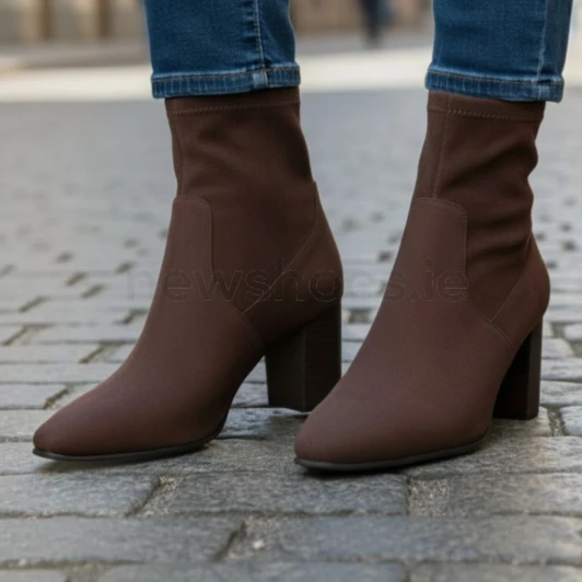 Caprice 9-25311-43 38A G Fitting Brown Block Heel Ankle Boot | newshoes.ie