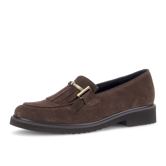 Gabor 4011.02.002 Cacao Suede Loafer With Fringe | newshoes.ie
