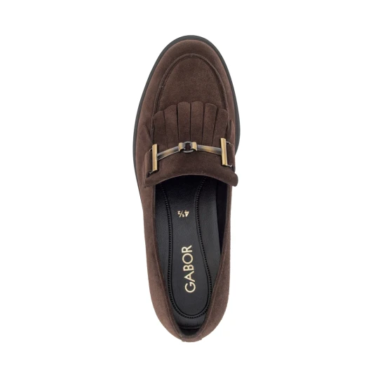 Gabor 4011.02.002 Cacao Suede Loafer With Fringe | newshoes.ie