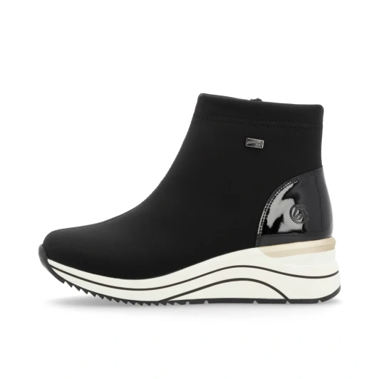 Remonte D0T73-03 Black Water-Repellent Wide Fit Wedge Ankle Boot | newshoes.ie