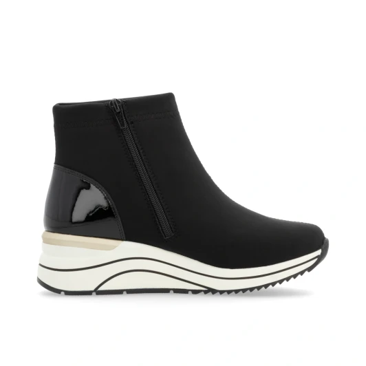 Remonte D0T73-03 Black Water-Repellent Wide Fit Wedge Ankle Boot | newshoes.ie