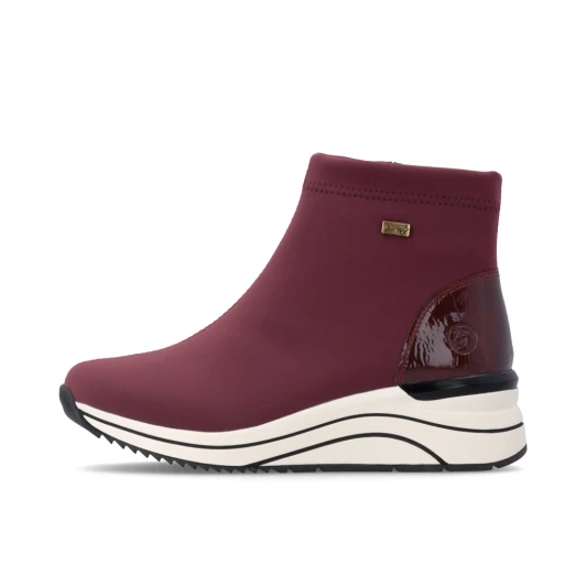 Remonte D0T73-35 Burgundy Water-Repellent Wide Fit Wedge Ankle Boot | newshoes.ie