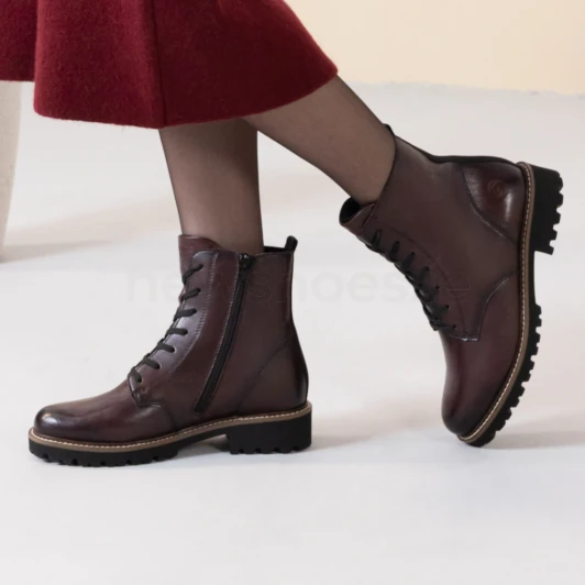 Remonte D8661-35 Wine Leather Biker Boot | newshoes.ie