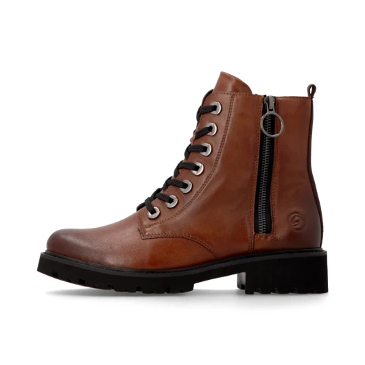 Remonte D8671-24 Brown 2 Zip Leather Biker Boot | newshoes.ie