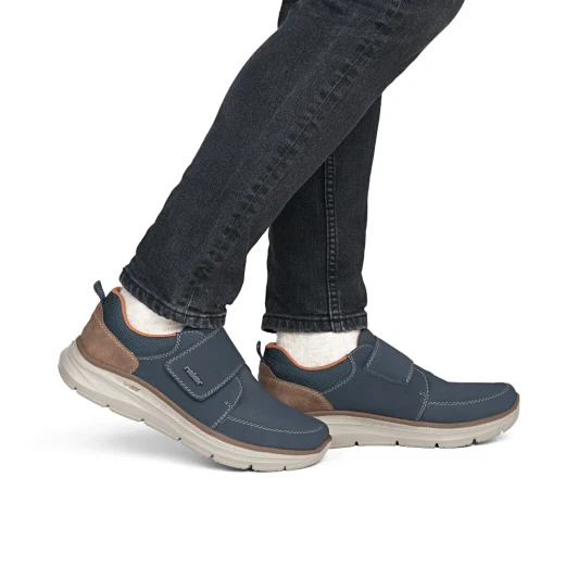 Rieker B1854-14 Navy Tan Wider Fit Velcro Casual Shoe | newshoes.ie