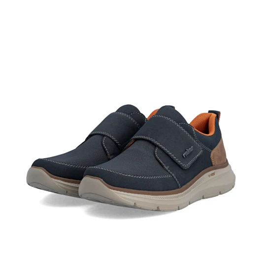 Rieker B1854-14 Navy Tan Wider Fit Velcro Casual Shoe | newshoes.ie