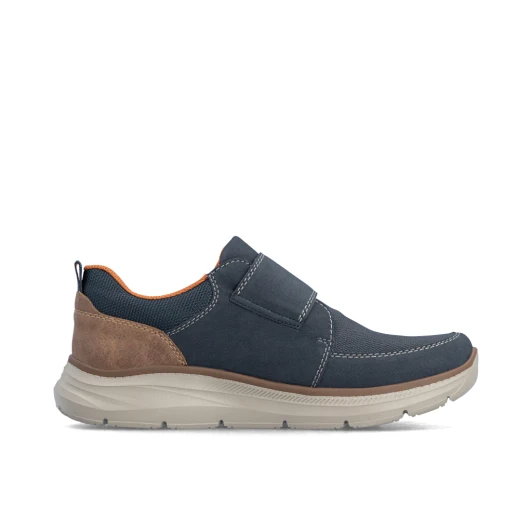 Rieker B1854-14 Navy Tan Wider Fit Velcro Casual Shoe | newshoes.ie