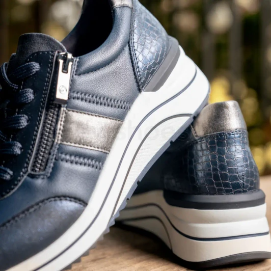 Remonte D0T09-14 Navy Blue Metallic Wide Fit Casual Shoe | newshoes.ie