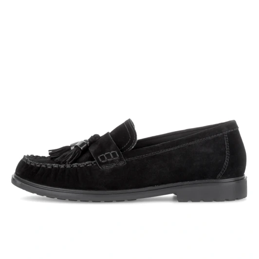 Gabor 4009.02.001 Black Suede Leather Block Heel Loafer | newshoes.ie