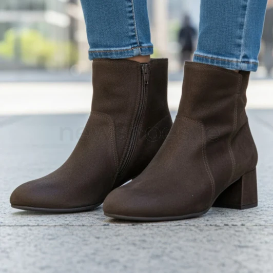 Gabor 8063.01.006 Mocca Suede Leather Wide Fit Ankle Boot | newshoes.ie