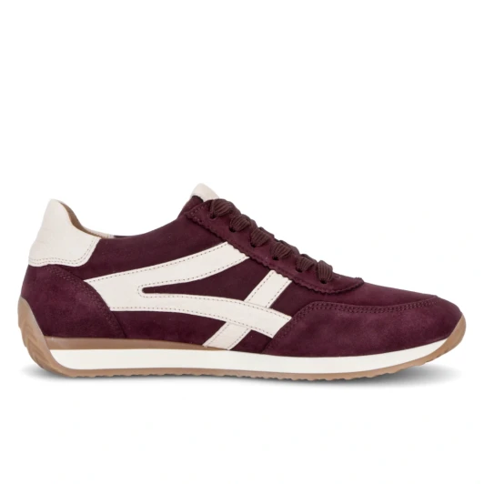 Gabor 6032.01.004 Burgundy Suede Leather Wide Fit Trainer | newshoes.ie