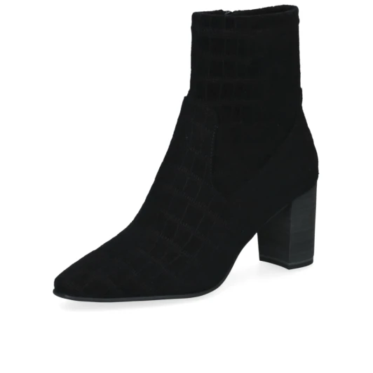 Caprice 9-25311-43 024 G Fitting Black Croco Block Heel Ankle Boot