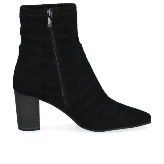 Caprice 9-25311-43 024 G Fitting Black Croco Block Heel Ankle Boot | newshoes.ie