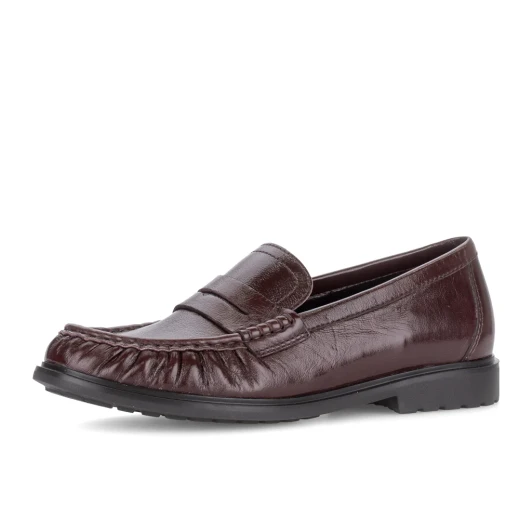 Gabor 4009.01.002 Mullberry Leather Block Heel Loafer | newshoes.ie