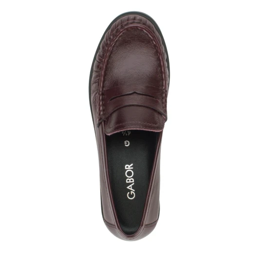 Gabor 4009.01.002 Mullberry Leather Block Heel Loafer | newshoes.ie