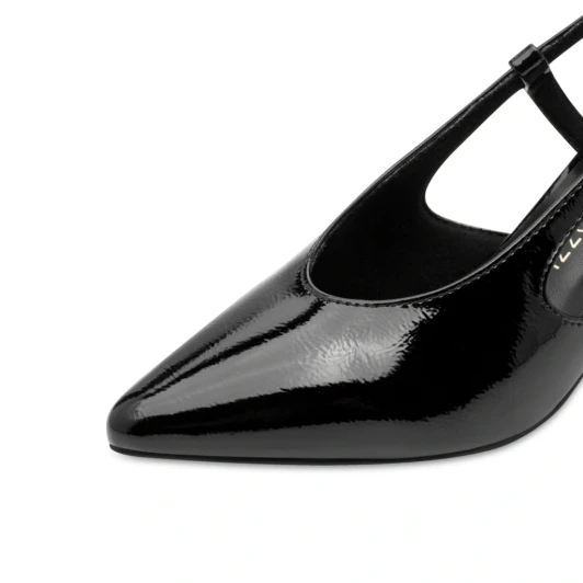 Marco Tozzi 29609-47 018 Black Patent Slingback Pump | newshoes.ie