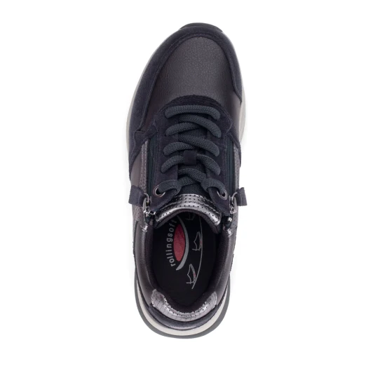 Gabor Rolling Soft 0105.01.007 Dark Grey Metallic Wider Fit Sneaker | newshoes.ie